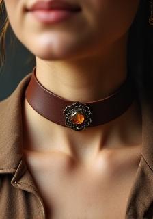 Lederchoker mit kleinem Edelstein als Blickfang