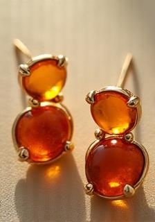 Paar Ohrringe mit Bernstein und Gold, handgefertigt